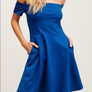 Free People Blue Off-Shoulder Mini Dress